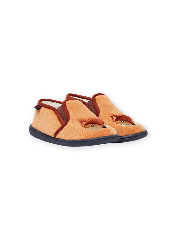 Gelbe pelzige Hausschuhe für Jungen mit Fuchsmuster MOPANTROUX / 21XK3636D0B010