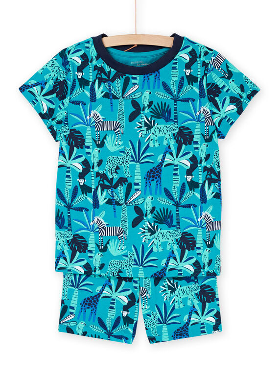 Türkisfarbenes T-Shirt und Shorts mit Tierprint REGOPYCJUN / 23SH12H3PYJ202