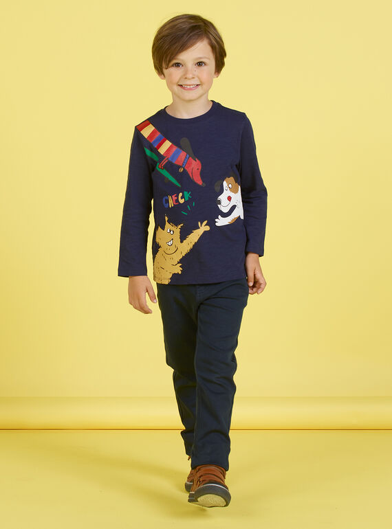 Jungen-T-Shirt in Marineblau MOMIXTEE5 / 21W902J4TML717