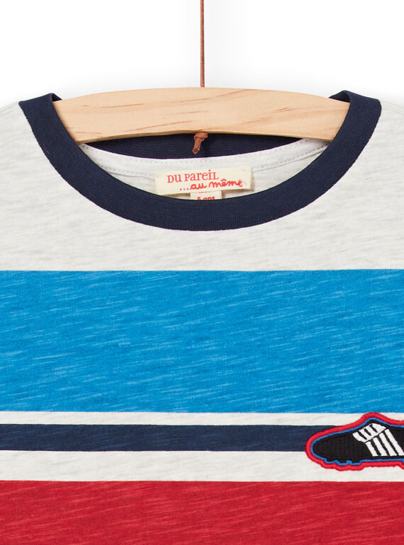 Grau und blau gestreiftes T-Shirt mit Streifen für Kinder und Jungen LOHATI2 / 21S902X1TMCJ920