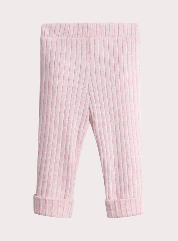Rosa gemerbte Leggings aus Rippe für Baby Mädchen  VYIJOLEGCO2 / 24WI09G1CALD314