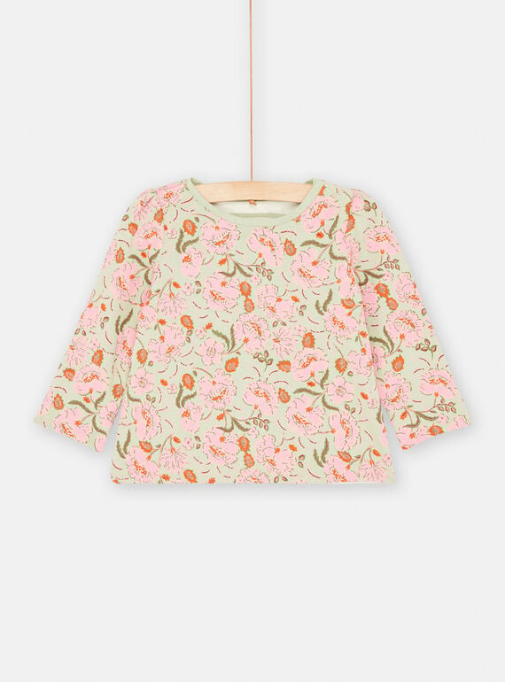 Rosa und wassergrünes T-Shirt für Baby-Mädchen, wendbar SIVERTEE / 23WG09J1TML001