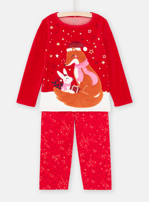 Roter Weihnachtspyjama für Kinder, Mädchen SEFAPYJNOE / 23WH11T1PYJF529