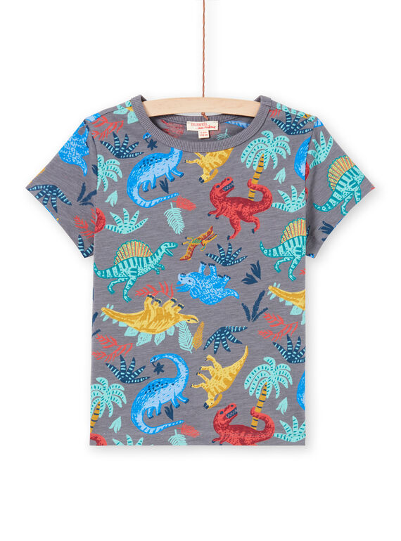 Graues T-Shirt für Jungen mit Dinosaurier-Aufdruck MOPATI3 / 21W902H1TMCJ913