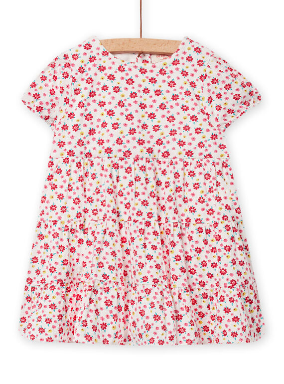 Baby Mädchen geblümtes Kleid in ecru NIFLAROB1 / 22SG09R3ROB001