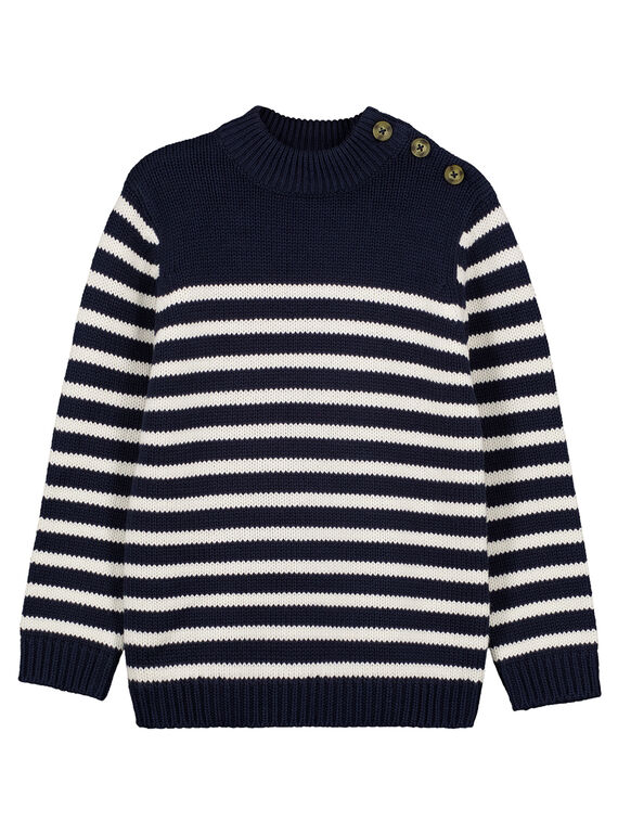 Gestreifter Marine-Pullover Ecru GOJOPUL1 / 19W90242D2E705