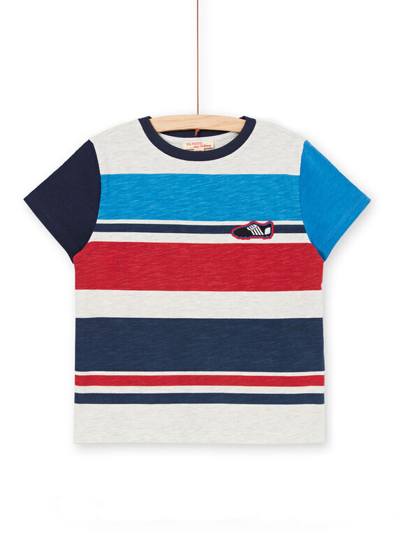Grau und blau gestreiftes T-Shirt mit Streifen für Kinder und Jungen LOHATI2 / 21S902X1TMCJ920