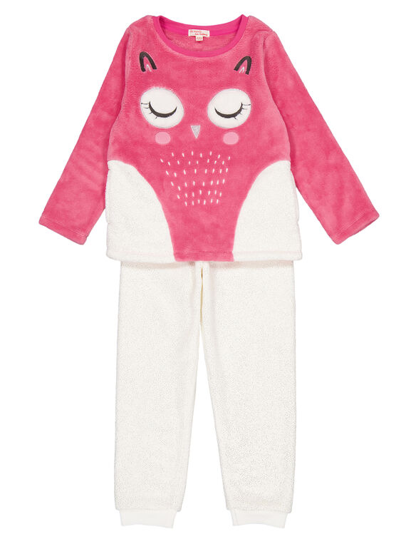 Naturweißer und rosa Pyjama aus weicher Boa für Kinder Mädchen GEFAPYJET / 19WH11NAPYJD330