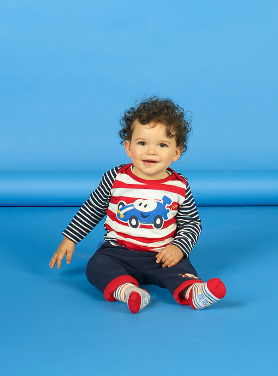 Rot und weiß gestreiftes Baby-Jungen-T-Shirt LUHATEE2 / 21SG10X1TMLF517
