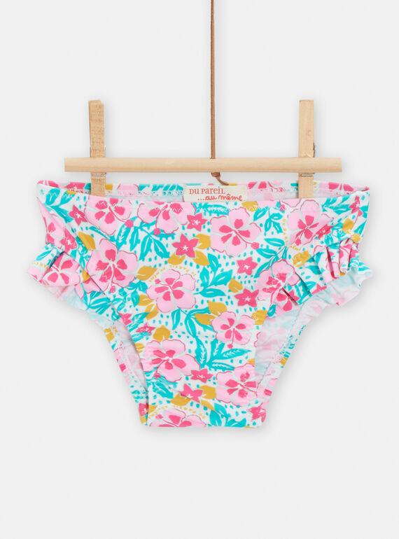 Türkis- und rosafarbene Badehose mit Blumenmuster für Baby-Mädchen TYIMER2 / 24SI09G2MAI000
