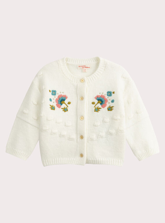 Gestickte Strickjacke mit langen Ärmeln für Baby Mädchen VIKLICAR1 / 24WG0941CAR001