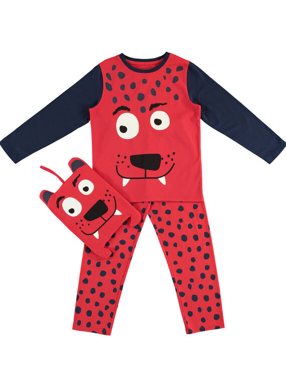 Roter und marineblauer Kostümierungs-Kinderpyjama für Jungen, mit Verstautasche JEGOPYJMAN2 / 20SH12L4PYGF513