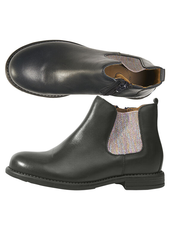 Marineblaue Chelsea-Lederstiefel für Kinder Mädchen  GFBOOTVIA / 19WK35I4D0D070