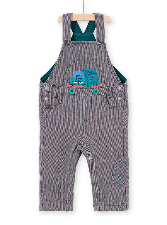 Baby-Jungen-Tintenblau gestreifter Overall mit Katzenmotiv MUTUSAL1 / 21WG10K2SALC234