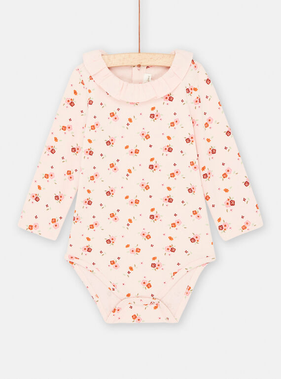 Body in Dragée-Rosa mit Blumenmuster für Baby-Mädchen SIVERBOD / 23WG09J1BODD310