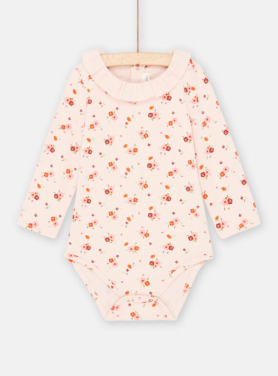 Body in Dragée-Rosa mit Blumenmuster für Baby-Mädchen SIVERBOD / 23WG09J1BODD310