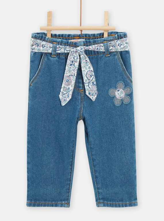 Blaue Jeans mit Gürtel für Baby-Mädchen TIDEJEAN / 24SG09J1PANP274