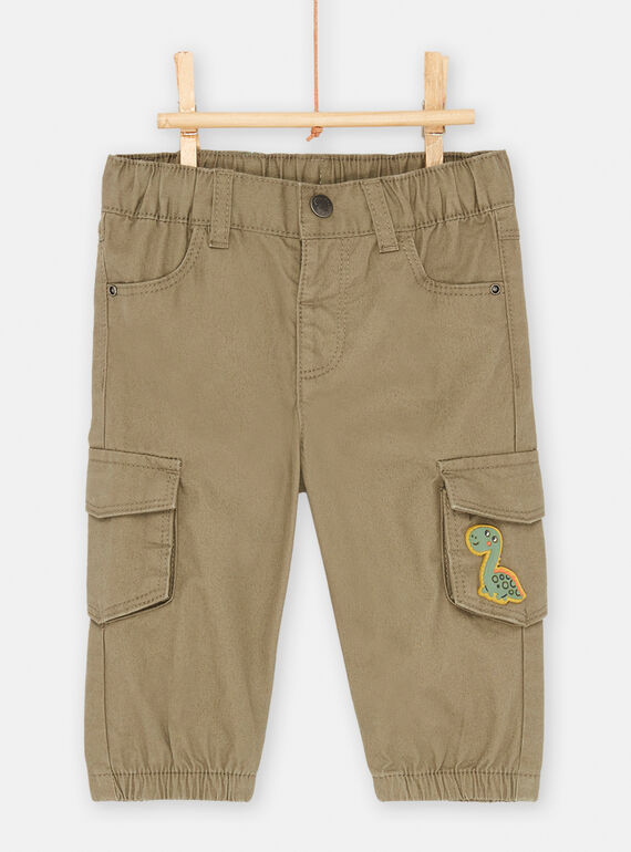 Militärgrüne Cargohose aus Twill für Baby-Jungen SUVERPAN2 / 23WG10J1PANG619