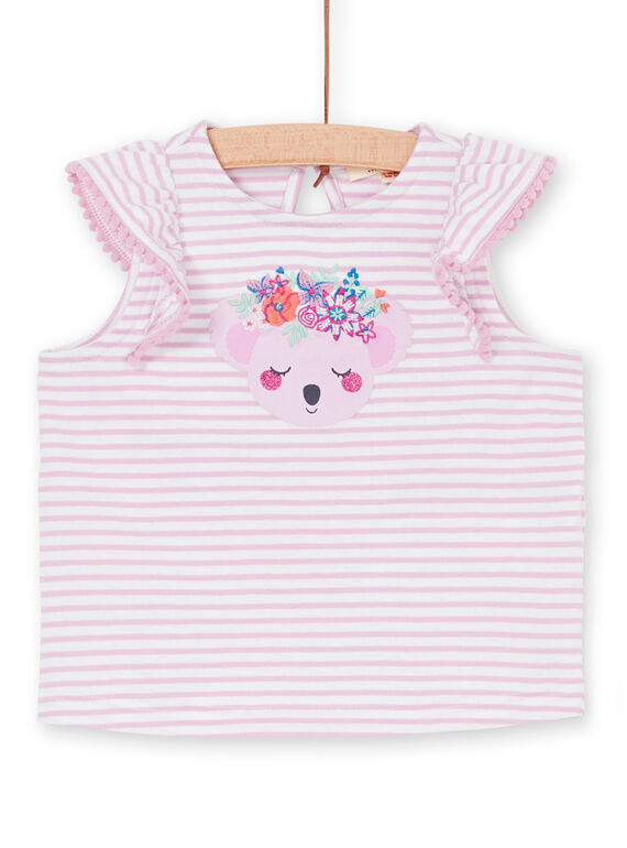 Rosa und weiß gestreiftes Baby-Mädchen-T-Shirt LIVITI / 21SG09U1TMC320