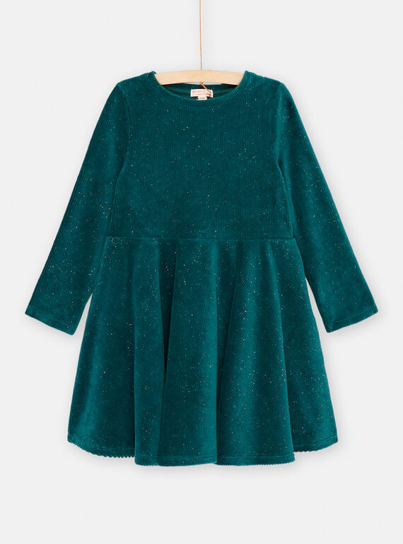 Entenblaues Kleid mit Pailletten für Mädchen SADUROB3 / 23W901P3ROB714