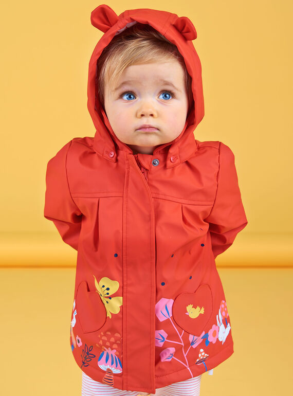 Baby Mädchen rot mit Kapuze Regenmantel LIHAIMP / 21SG09R1IMP505