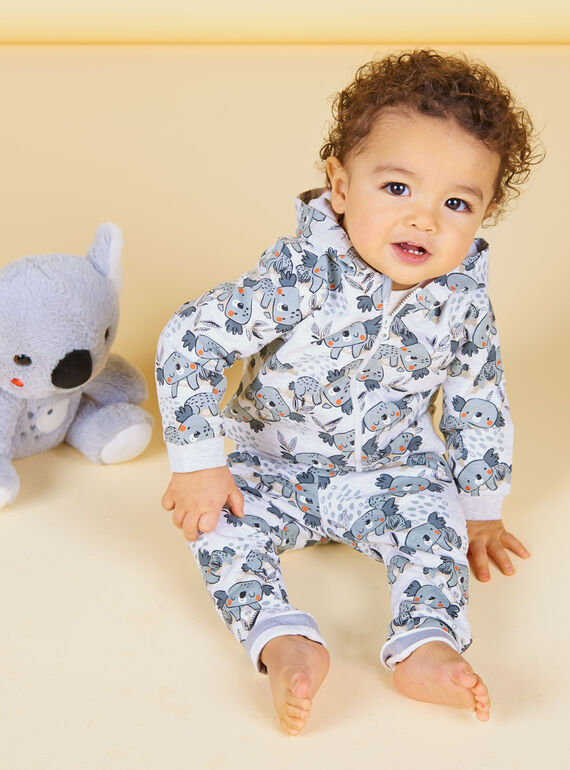 Grau- und ecrufarbener Kapuzenpullover mit Koalas-Baby-Print LUPOEGIL / 21SG10Y1GILA011