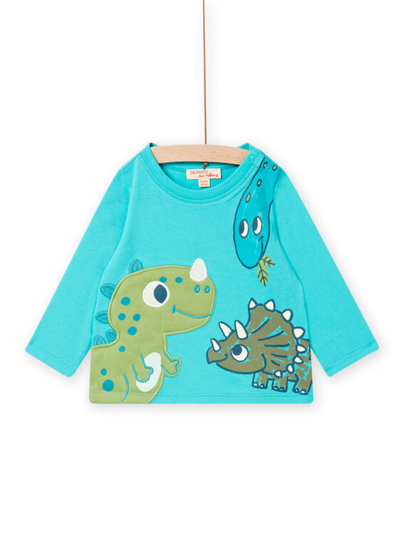 Baby Junge Türkisfarbenes Dinosaurier-T-Shirt NUGATEE1 / 22SG10O1TML202