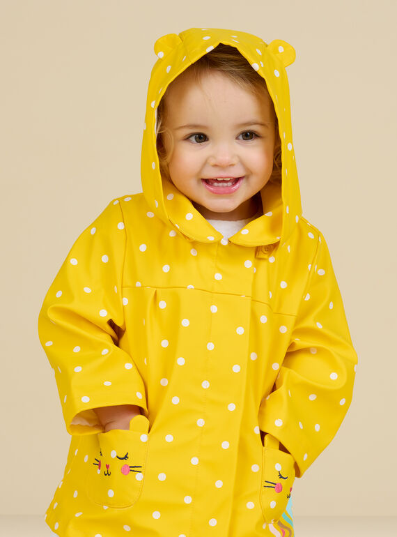 Baby Mädchen Gelber gepunkteter Regenmantel NILUIMP / 22SG09D1IMPB105