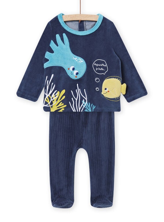Samt-T-Shirt und -Hose für Baby Junge mit Meeresbodenmuster NEGAPYJPOI / 22SH14E1PYJC204