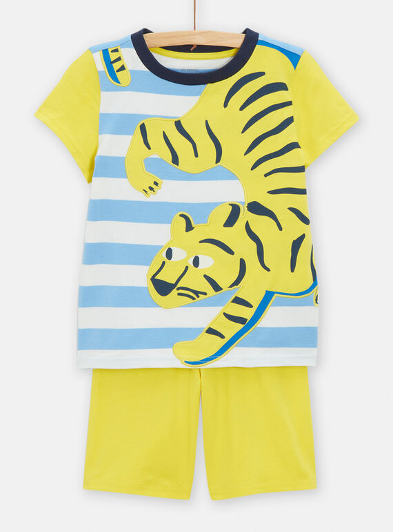 Gelber, blauer und ungebleichter Pyjama mit Tigermotiv für Jungen TEGOPYCRAY / 24SH1254PYJ001