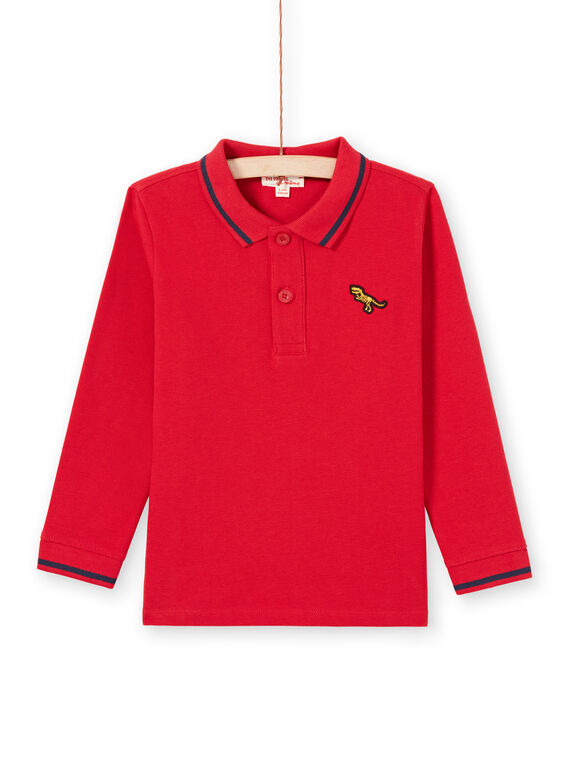 Rotes Poloshirt für Jungen mit langen Ärmeln MOJOPOL4 / 21W90211POL505