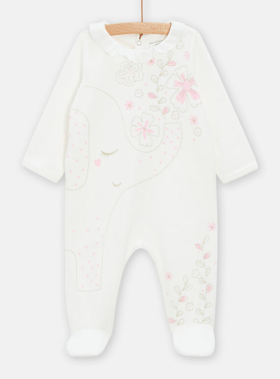 Ungebleichter Baby-Strampler aus Velours für Baby-Mädchen TEFIGREPHAN / 24SH1345GRE001