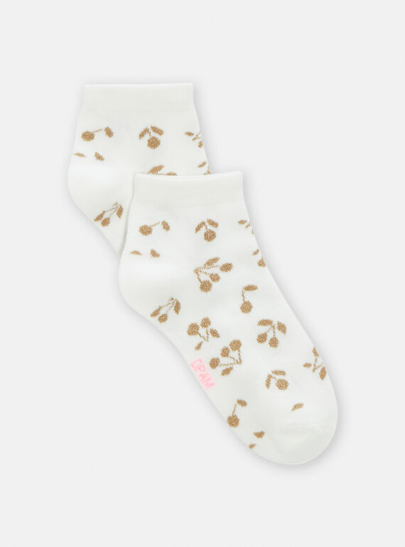 Socken mit Kirschmuster in Ecru für Mädchen TYARYCHO / 24SI01C5SOQ001