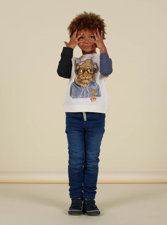 Normale Jeans für Kinder Jungen mit Fleece-Futter MOHIJEAN / 21W902U1JEAP274
