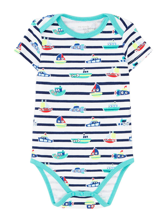 Kurzärmeliger gestreifter Baby-Body für Jungen JEGABODLEF / 20SH14V2BDL000