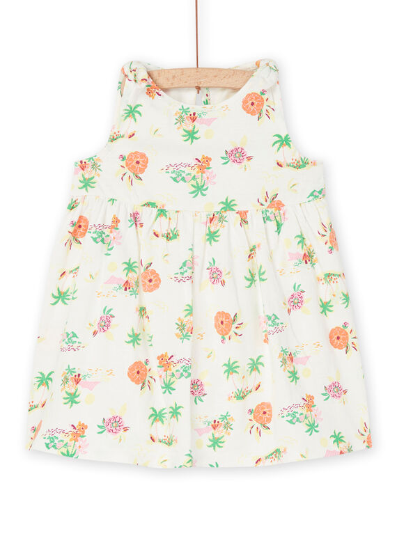 Kleid mit Blumendruck in Ecru RIPLAROB3 / 23SG09P1ROB001
