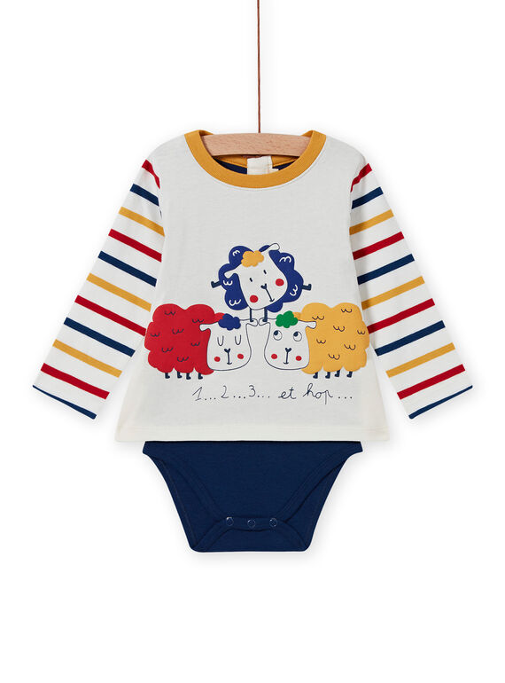 Baby-Jungen-T-Shirt mit mehrfarbigen Schafen MUMIXBOD2 / 21WG10J1BOD001