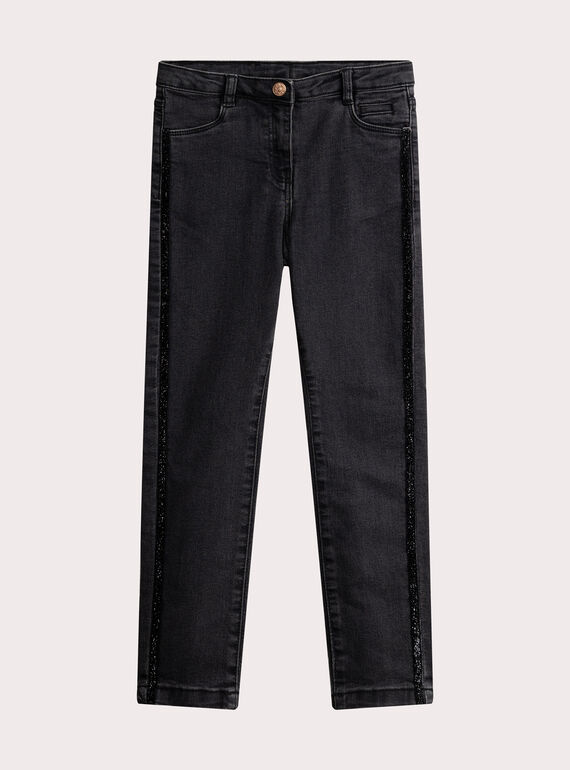 Schwarze Denim-Jeans mit glänzenden Details für Mädchen  VAKOJEAN / 24W90131JEAK003