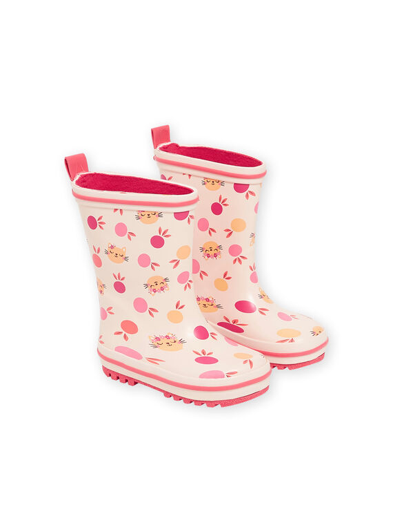 Rosa Regenstiefel mit Katzen- und Obstdruck RIPLUICERI / 23KK3711D0C030