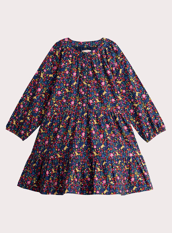 Buntes, blumig bedrucktes Marinekleid für Mädchen  VAROROB2 / 24W901P3ROB070