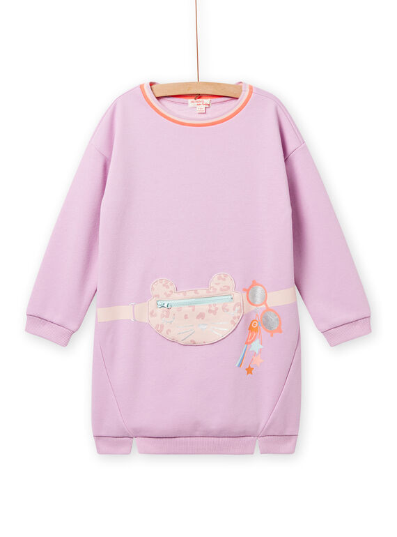 Kind Mädchen parmesanfarbenes Pulloverkleid mit Fantasiemotiv NAMOROB2 / 22S901N1ROB320