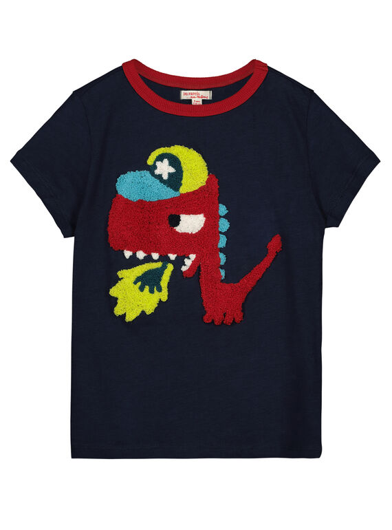 Marineblaues Kurzarm-T-Shirt Kleiner Drache GOVETI1 / 19W90222TMC705