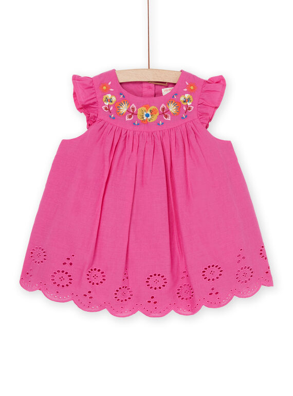 Grenadinfarbenes Kleid mit gerafften Ärmeln RIJUNROB2 / 23SG09U3ROBF507