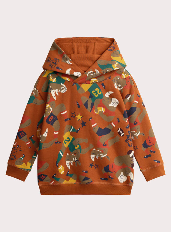 Orange Kapuzenpullover mit Rhino-Print für Jungen  VOKOSWE / 24W90231SWEF519