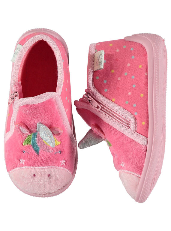 Samtpantoffel Einhorn rosa Glitzer Baby Mädchen GBFBOTLIC / 19WK37Z1D0A321