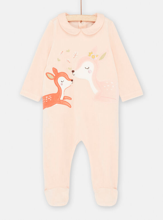 Schlafanzug aus rosa Velours, Baby, Mädchen SEFIGREMAM / 23WH1342GRE009