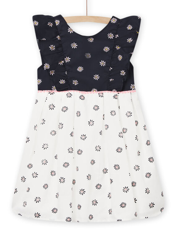 Zweifarbiges Kleid mit Blumendruck für Kind Mädchen NASOROB2 / 22S901Q2ROBC243