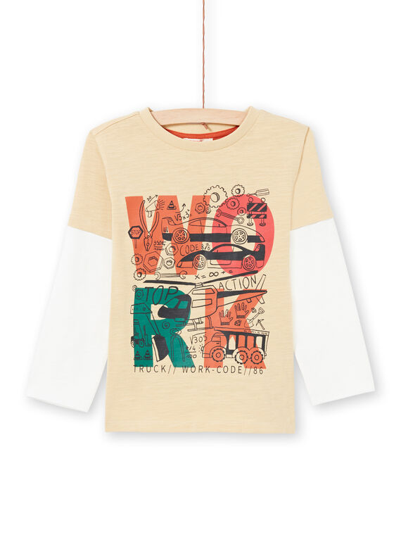 Langarm-T-Shirt beige und ecru mit Fantasy-Motiven - Junge MOCOTEE1 / 21W902L1TMLA006
