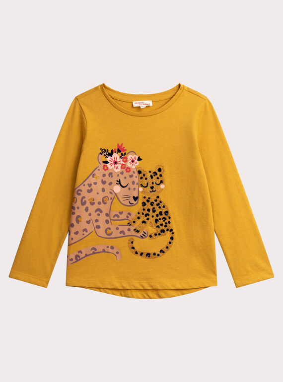 Leopard Animation T-Shirt mit Pailletten für Mädchen  VABATEE1 / 24W901Q2TMLB106