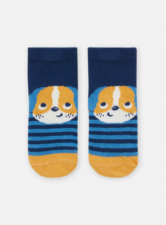Blaue Socken mit Hundemotiv für Baby-Jungen TYUJOCHO1 / 24SI1085SOQC214
